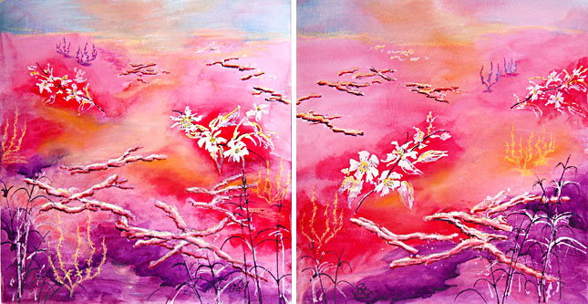 Harmony in Rose and Purple; diptych