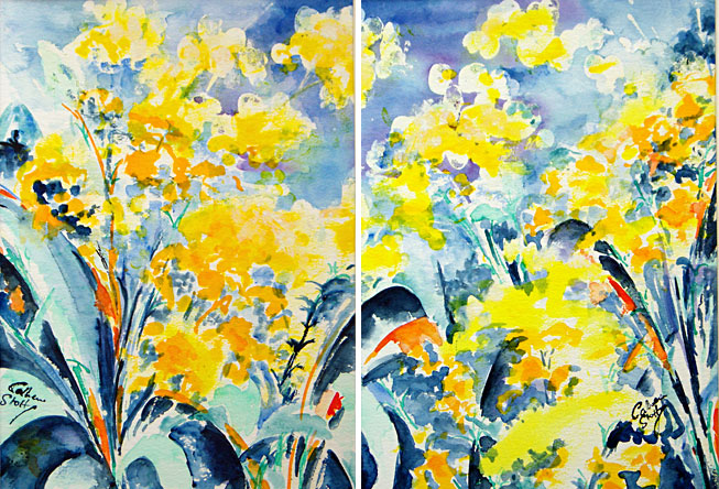 Conversation in Blue and Yellow: Diptych